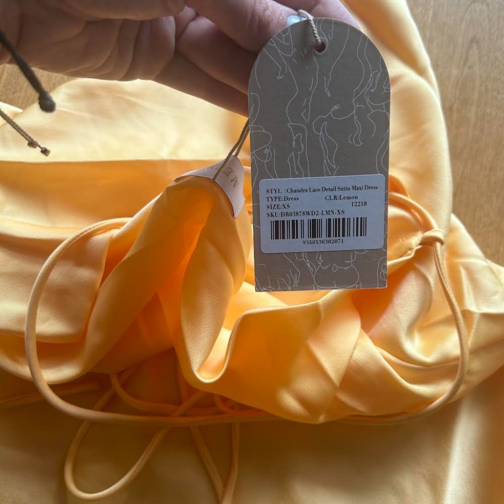 NEW Meshki Satin Yellow Dress Size XS - Picture 5 of 9